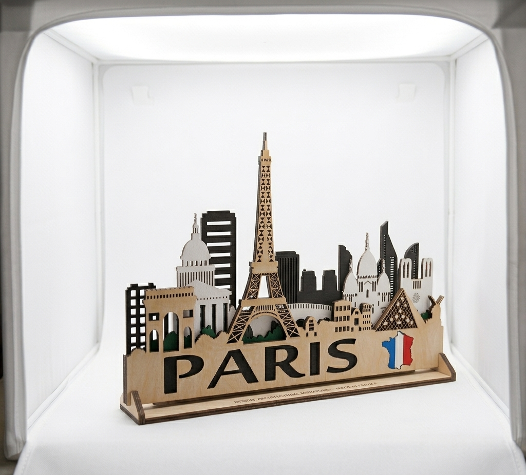 Paris City Skyline 3D Layered Laser Cut Wooden Wall Art | GAZER LASER
