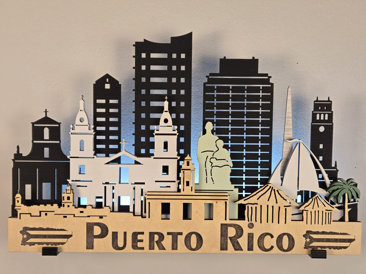 PUERTO RICO SKYLINE 3D Layered Laser Cut Wooden Cityscape Wall Art!