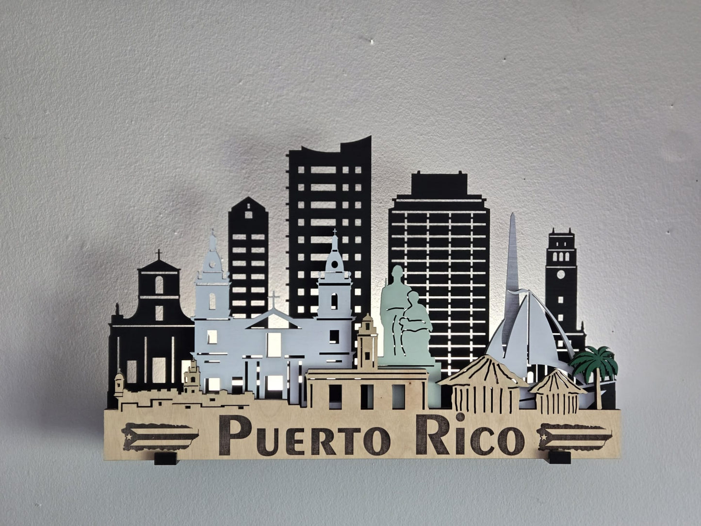 PUERTO RICO SKYLINE 3D Layered Laser Cut Wooden Cityscape Wall Art!