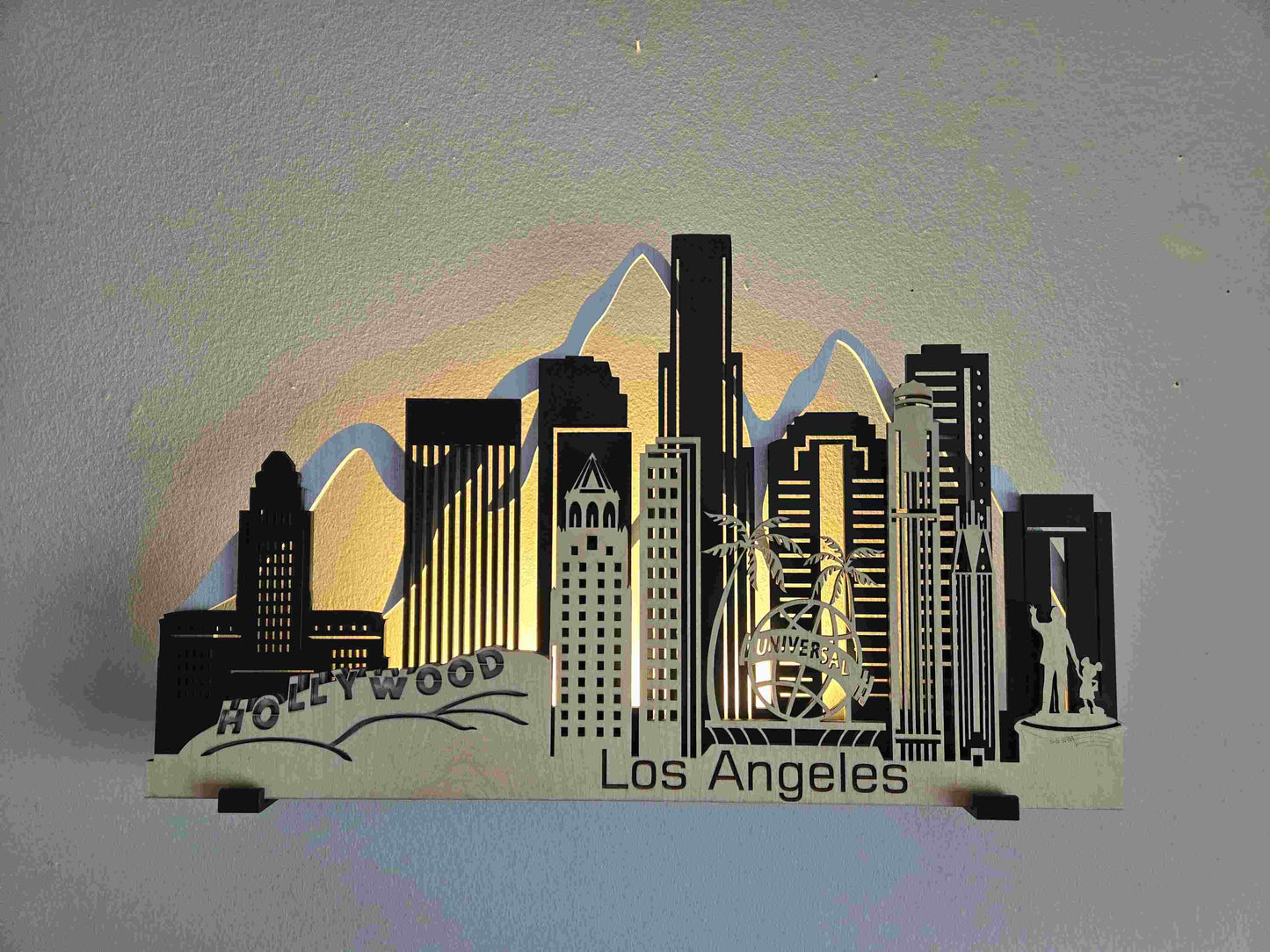 Los Angeles Skyline 3D Layered Laser Cut Wooden Cityscape Wall Art