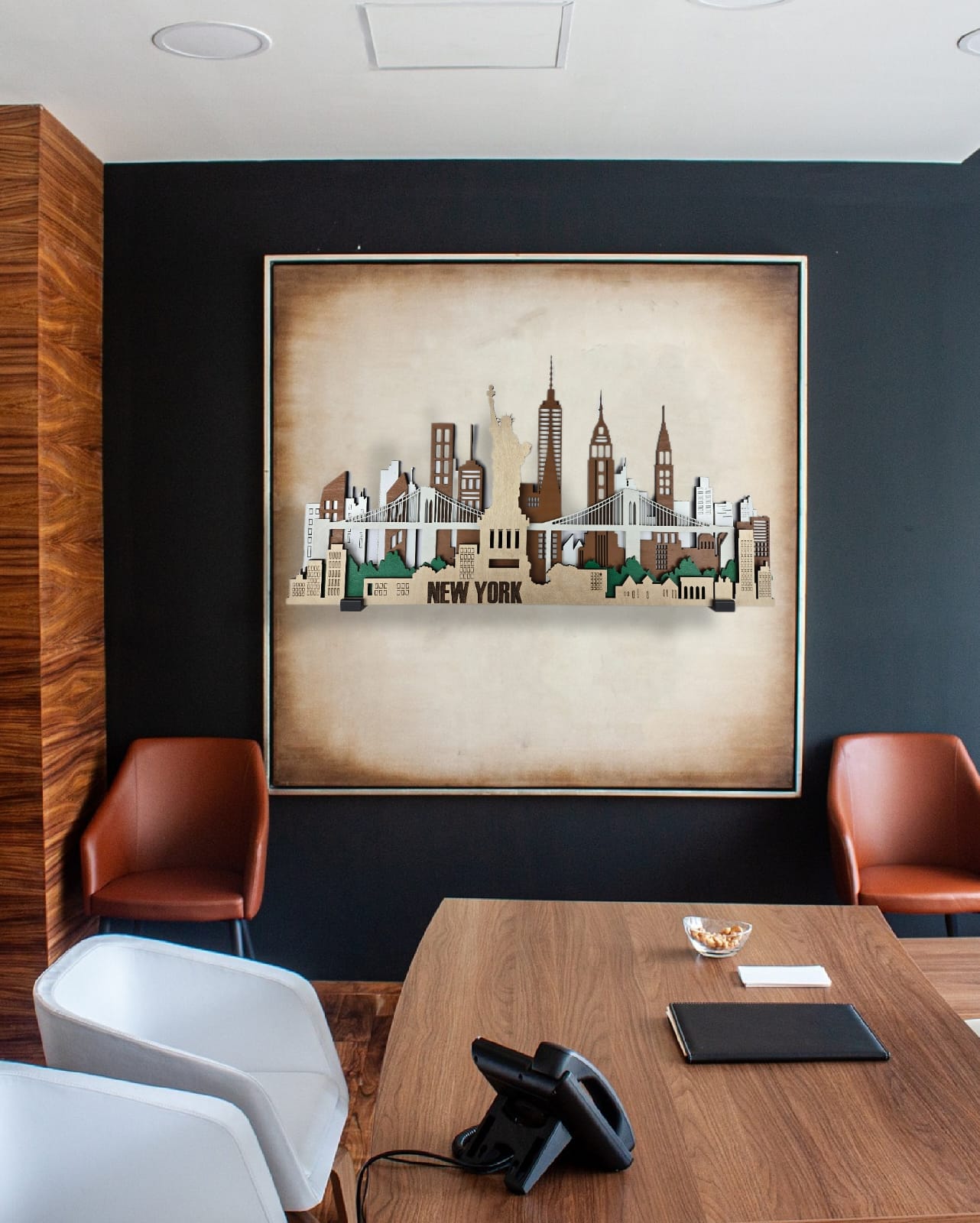 New York City Skyline 3D Layered Laser Cut Wooden Cityscape Wall Art