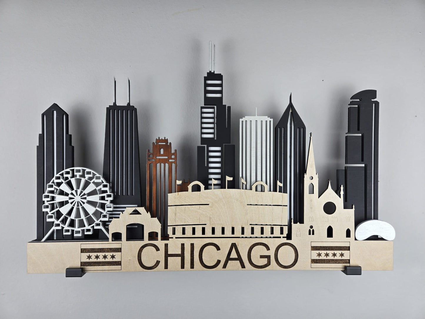 Chicago Skyline 3D Layered Laser Cut Wooden Cityscape Wall Art
