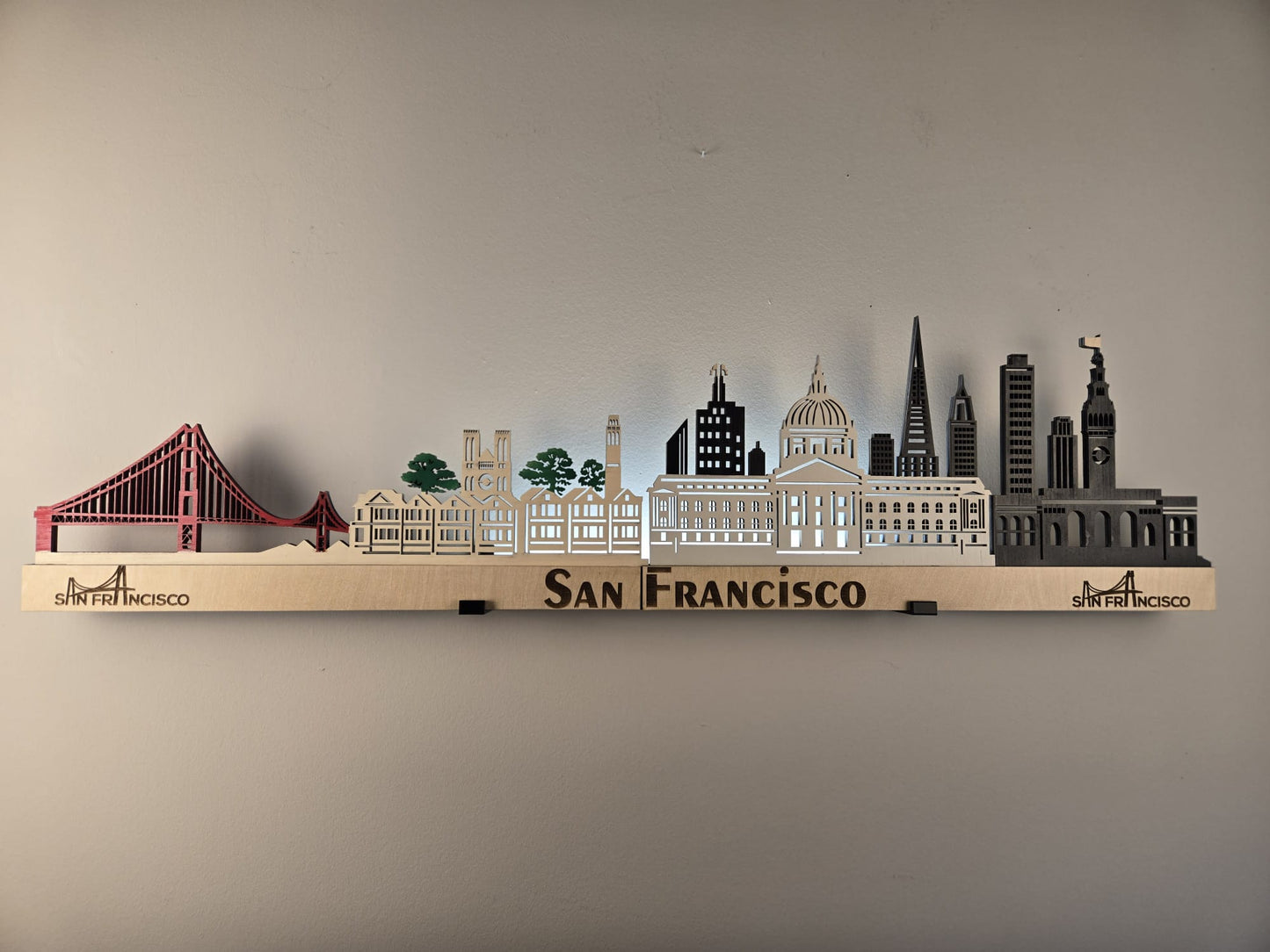 San Francisco Large Size Skyline 3D Layered Laser Cut Wooden Cityscape Wall Art - Gazer Laser