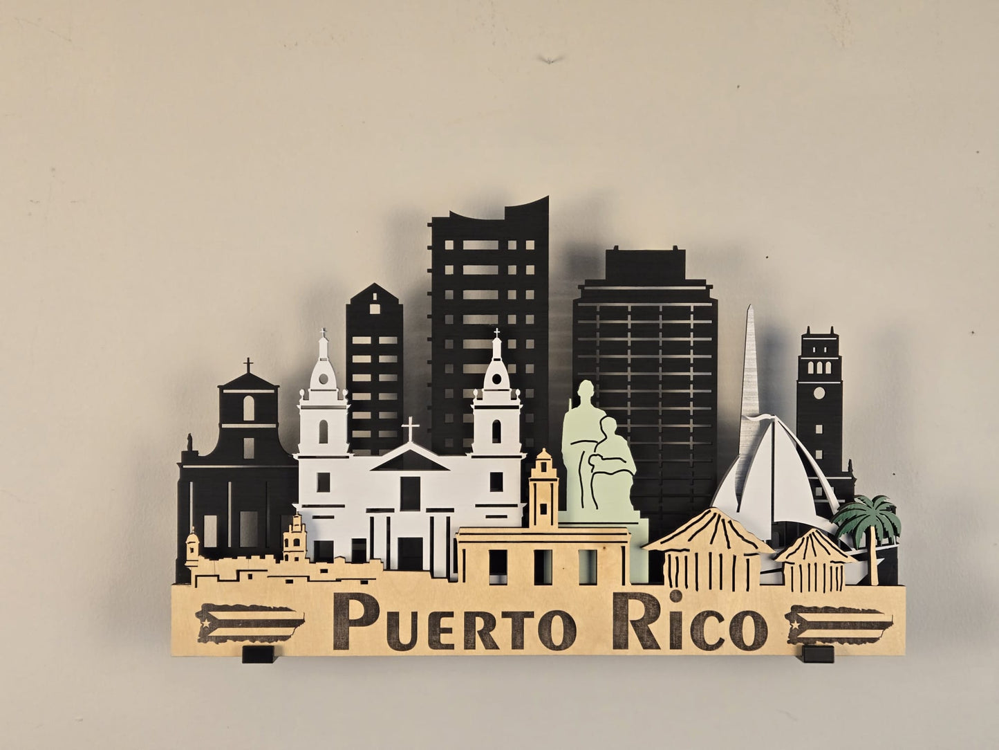 PUERTO RICO SKYLINE 3D Layered Laser Cut Wooden Cityscape Wall Art!
