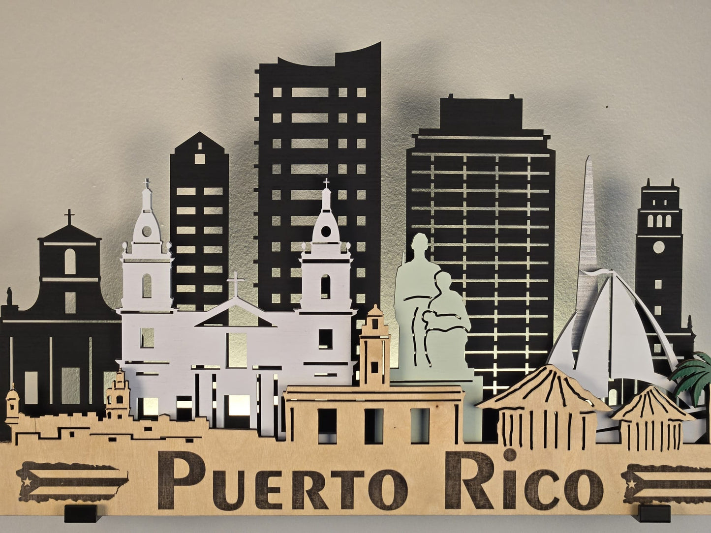 PUERTO RICO SKYLINE 3D Layered Laser Cut Wooden Cityscape Wall Art! - Gazer Laser