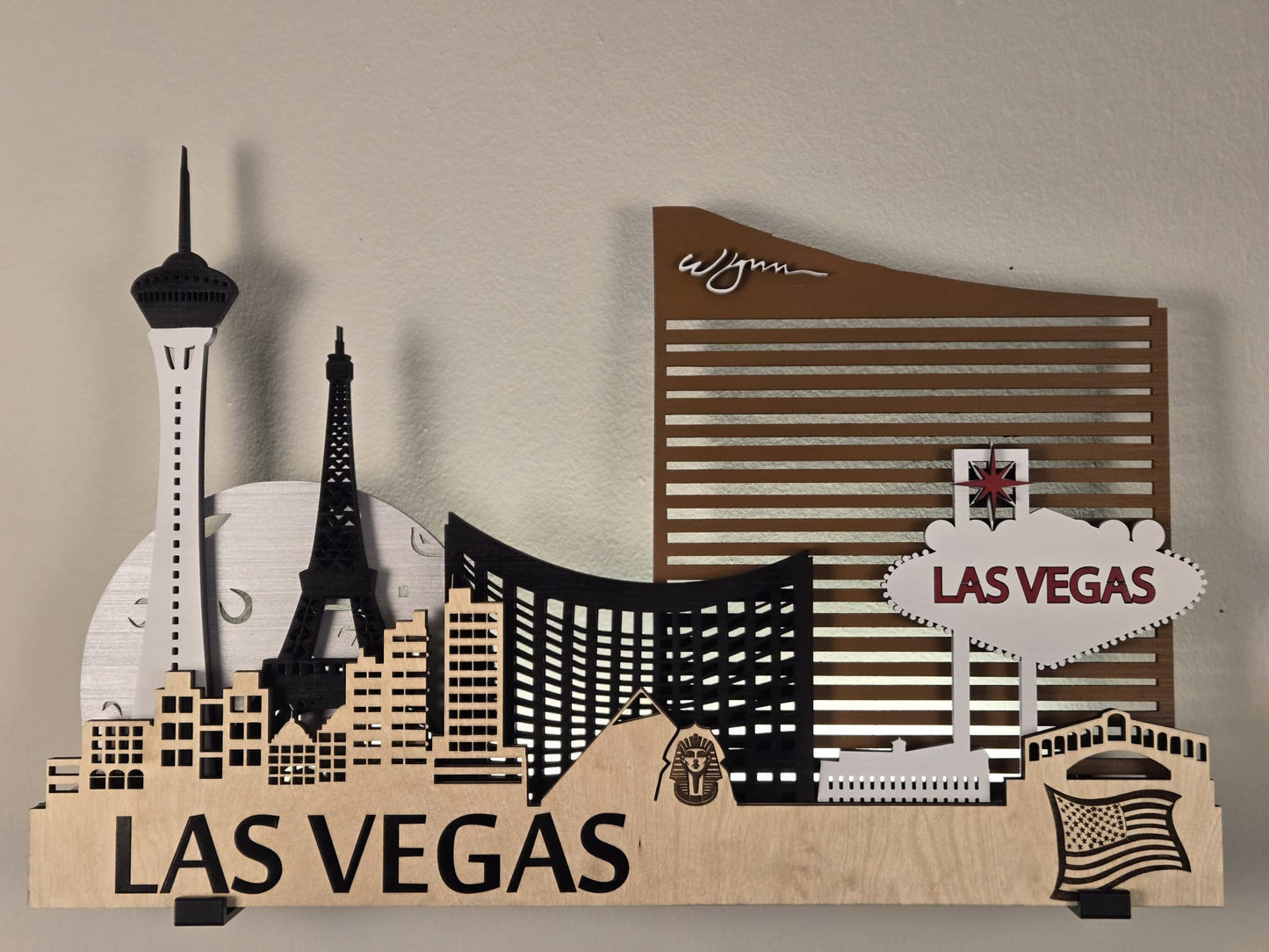Las Vegas City Skyline 3D Layered Laser Cut Wooden Wall Art | GAZER LASER