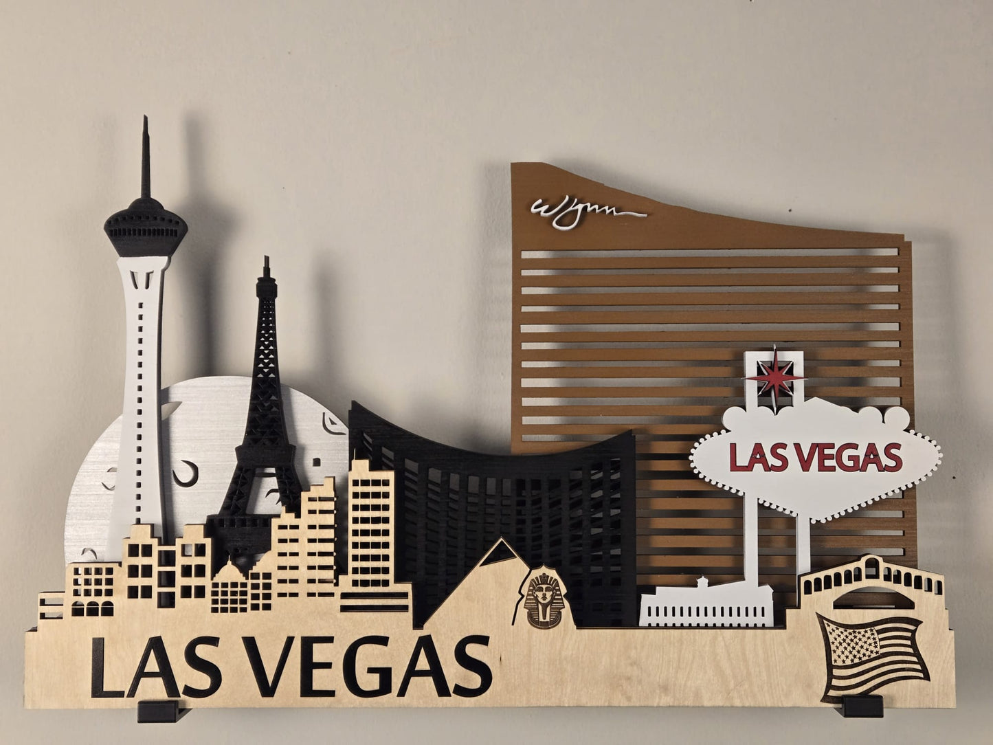 Las Vegas City Skyline 3D Layered Laser Cut Wooden Wall Art | GAZER LASER
