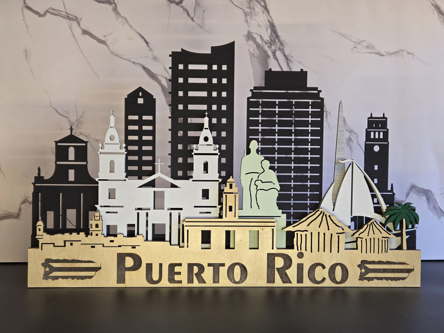 PUERTO RICO SKYLINE 3D Layered Laser Cut Wooden Cityscape Wall Art!