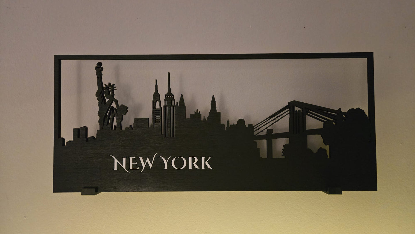 New York Skyline LED Wall Art | Laser-Cut Cityscape Silhouette Decor