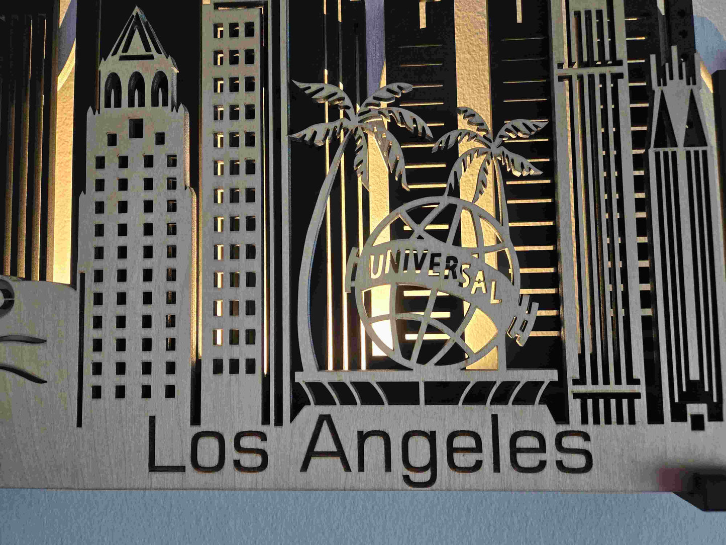 Los Angeles Skyline 3D Layered Laser Cut Wooden Cityscape Wall Art