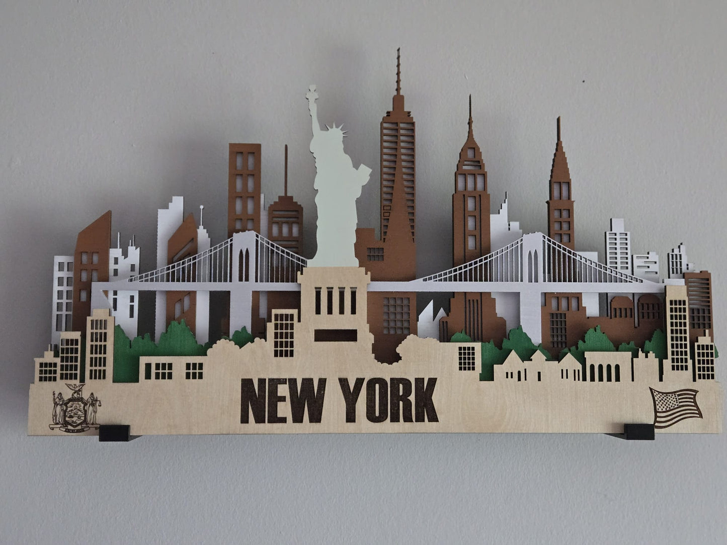 New York City Skyline 3D Layered Laser Cut Wooden Cityscape Wall Art