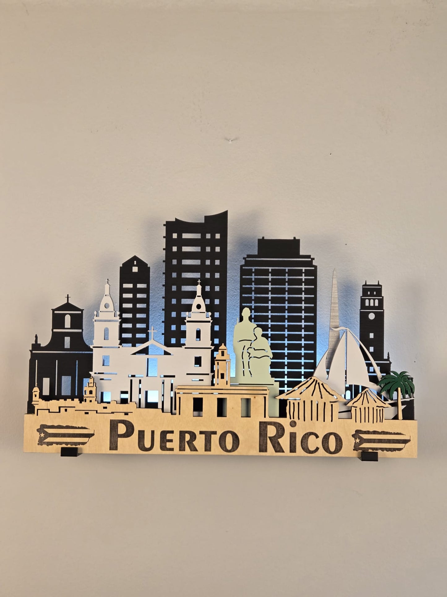 PUERTO RICO SKYLINE 3D Layered Laser Cut Wooden Cityscape Wall Art!