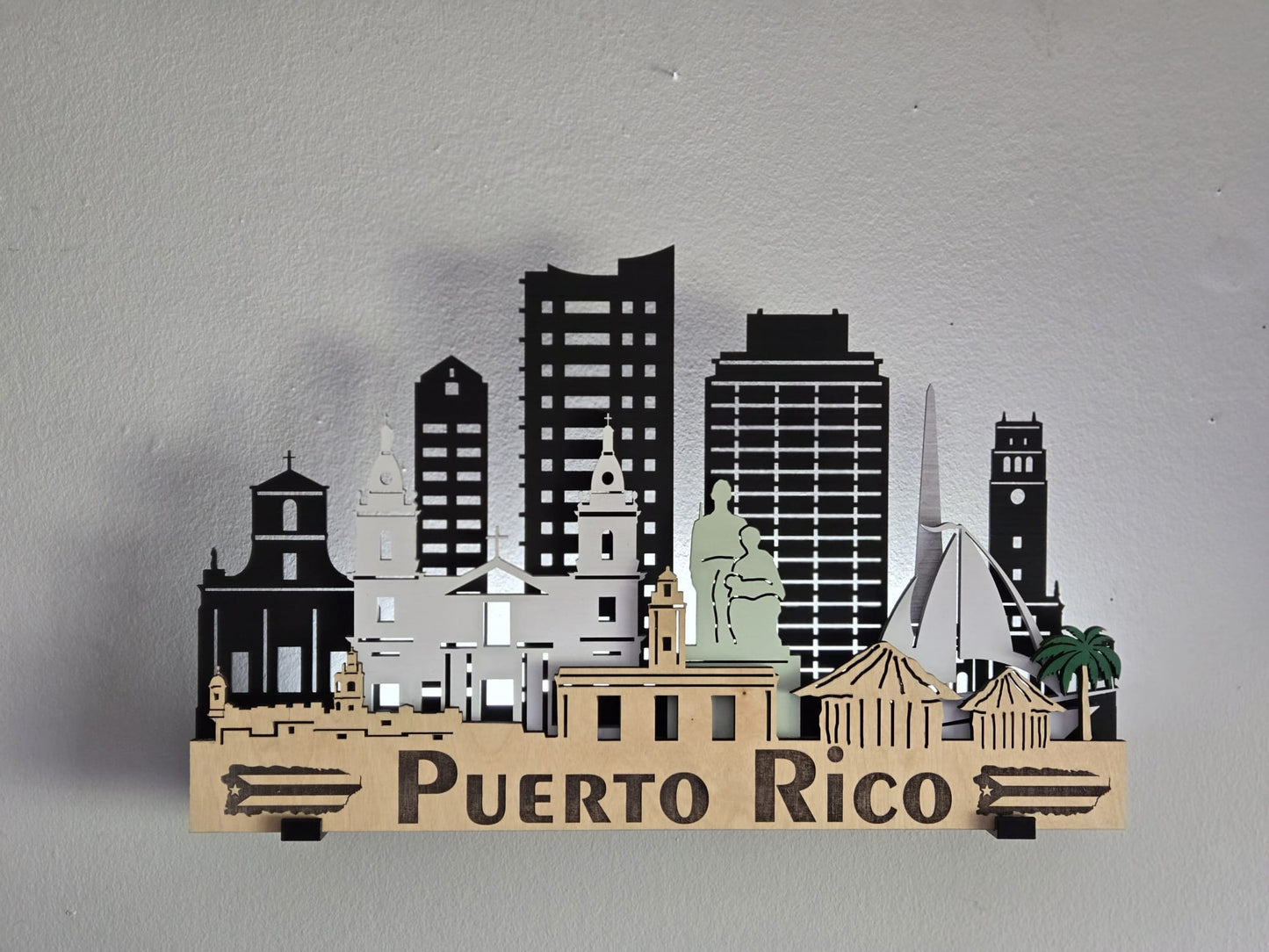 PUERTO RICO SKYLINE 3D Layered Laser Cut Wooden Cityscape Wall Art!