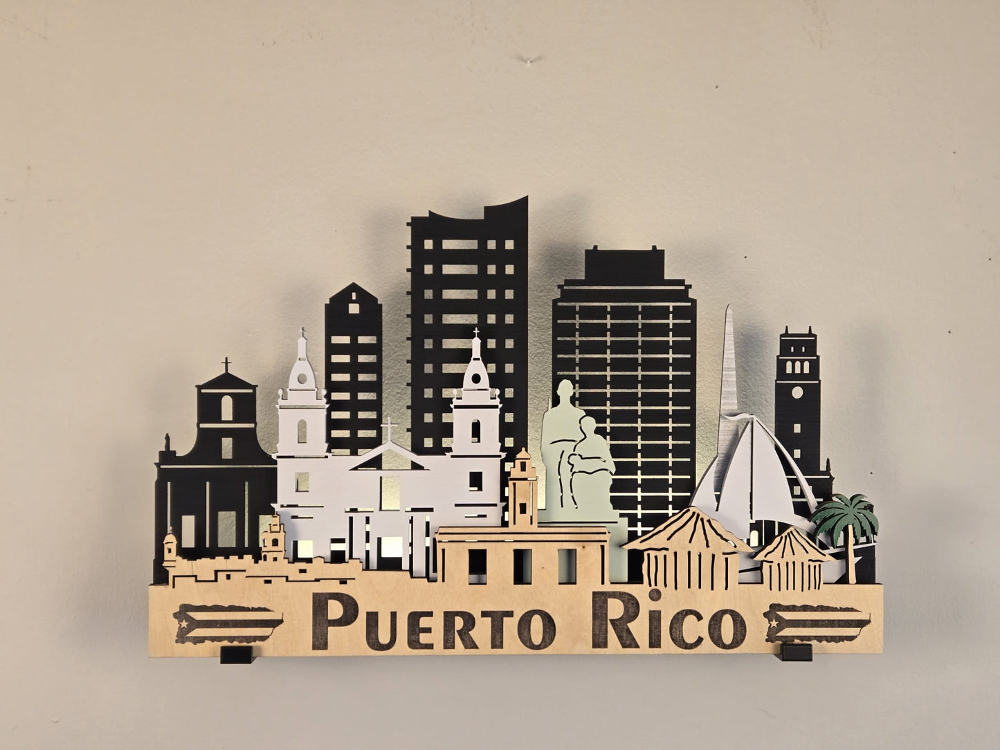 PUERTO RICO SKYLINE 3D Layered Laser Cut Wooden Cityscape Wall Art!