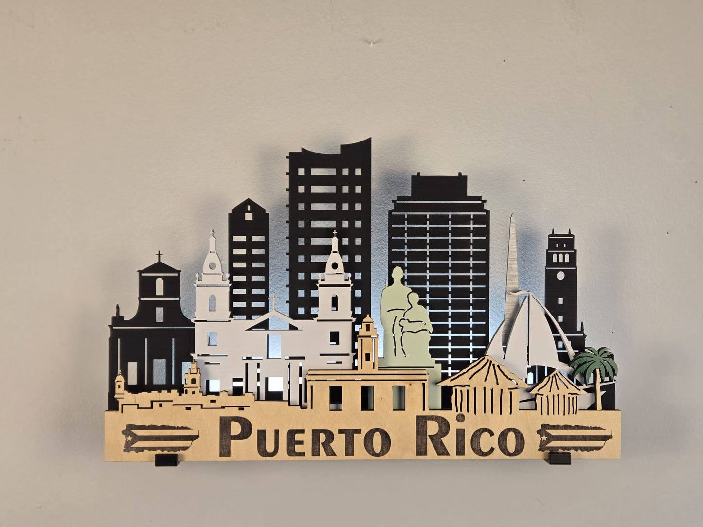 PUERTO RICO SKYLINE 3D Layered Laser Cut Wooden Cityscape Wall Art!