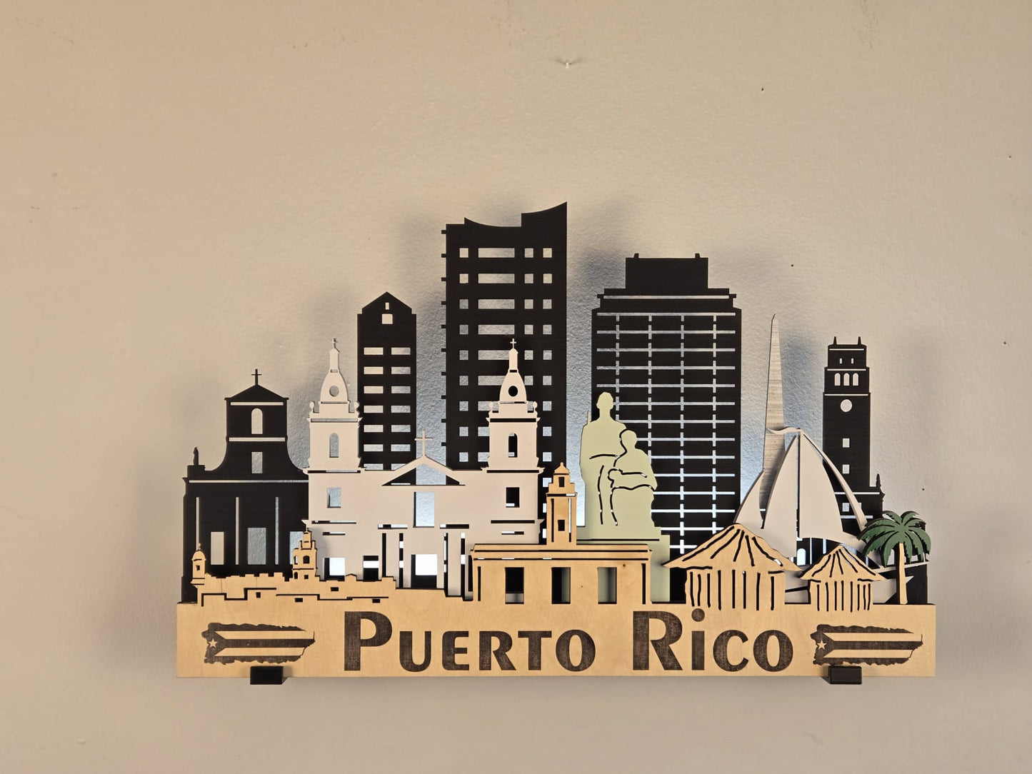 PUERTO RICO SKYLINE 3D Layered Laser Cut Wooden Cityscape Wall Art!