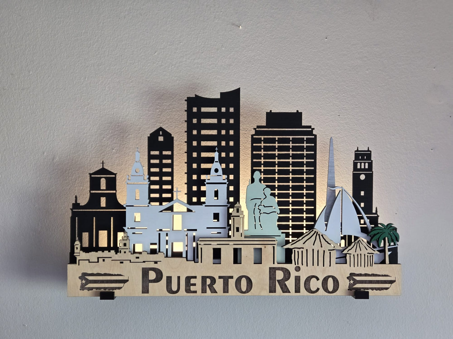 PUERTO RICO SKYLINE 3D Layered Laser Cut Wooden Cityscape Wall Art!