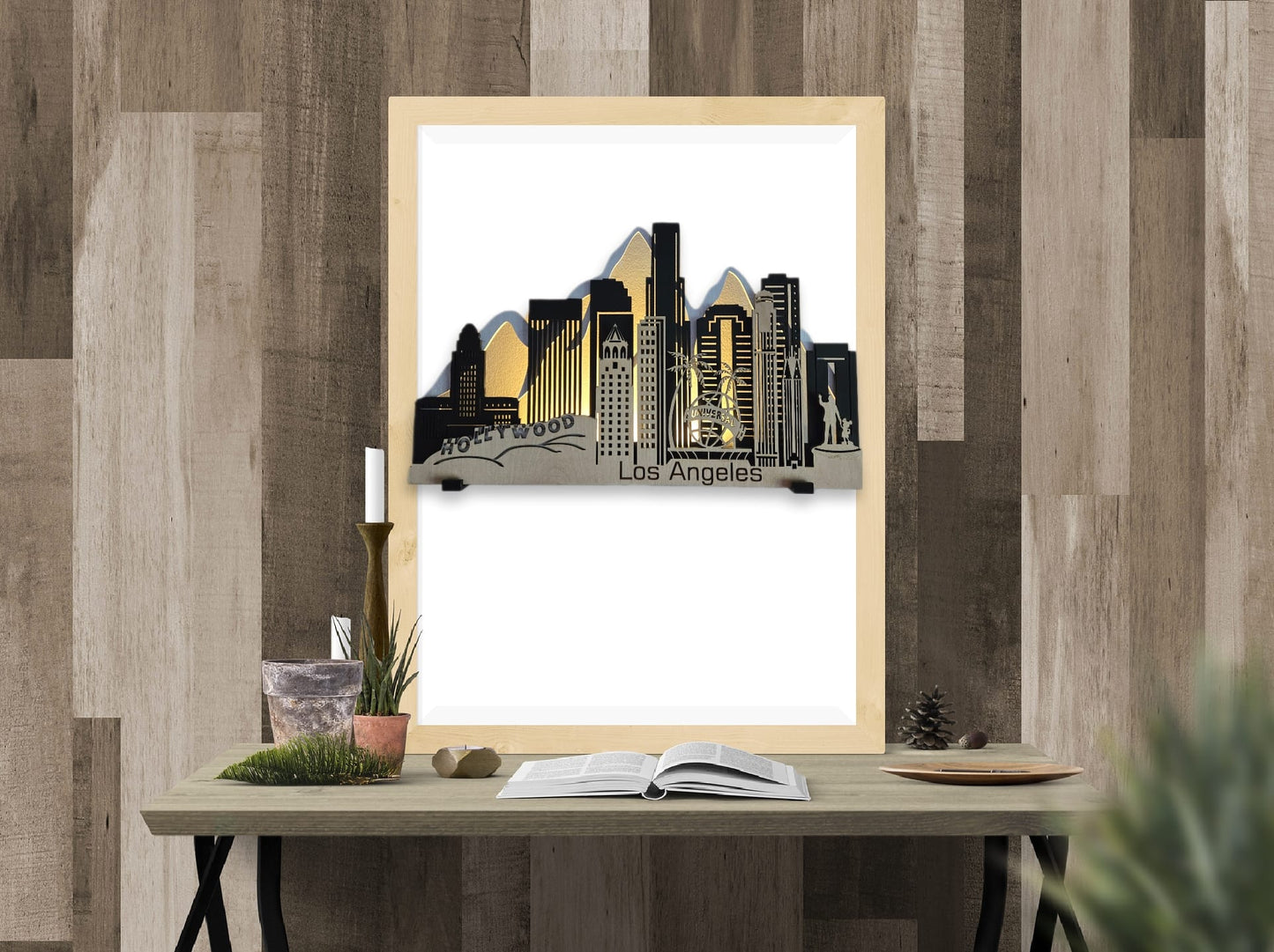 Los Angeles Skyline 3D Layered Laser Cut Wooden Cityscape Wall Art