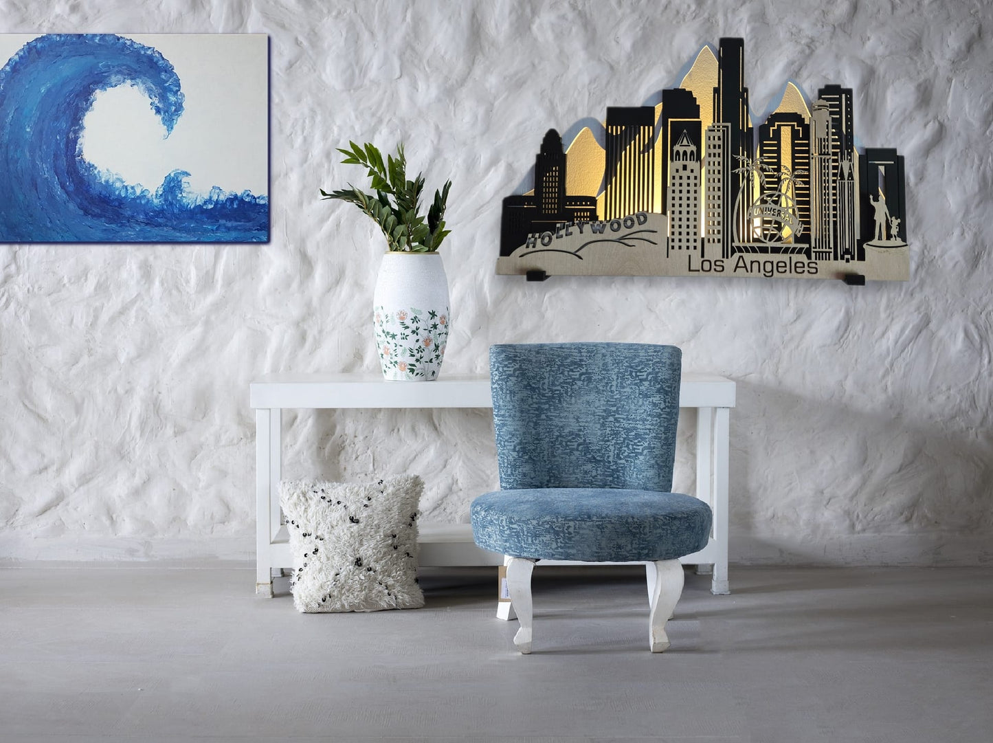 Los Angeles Skyline 3D Layered Laser Cut Wooden Cityscape Wall Art