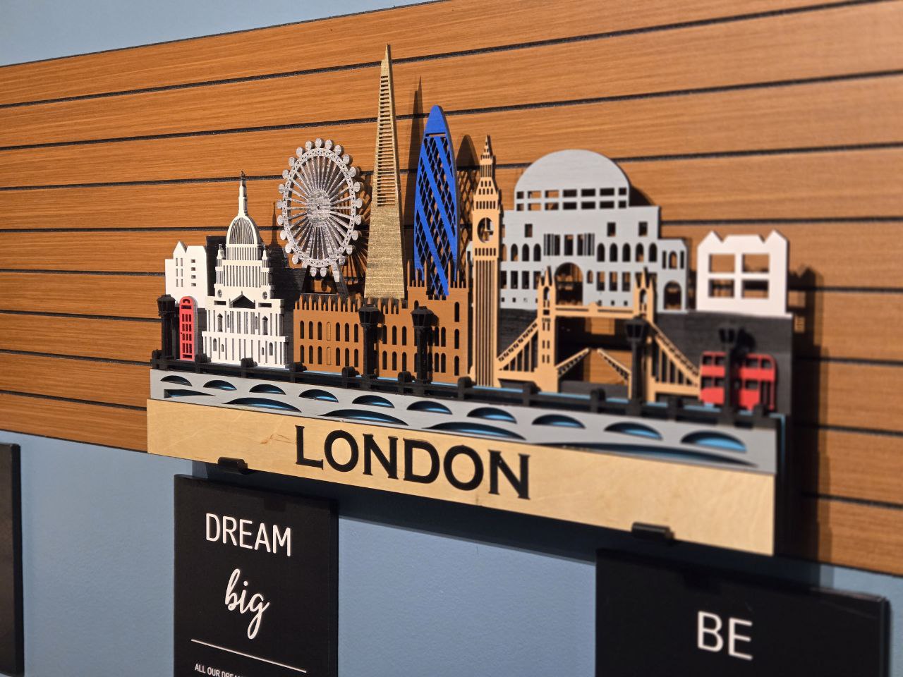 London City Skyline Wall Art – Layered Laser Cut Wooden Cityscape