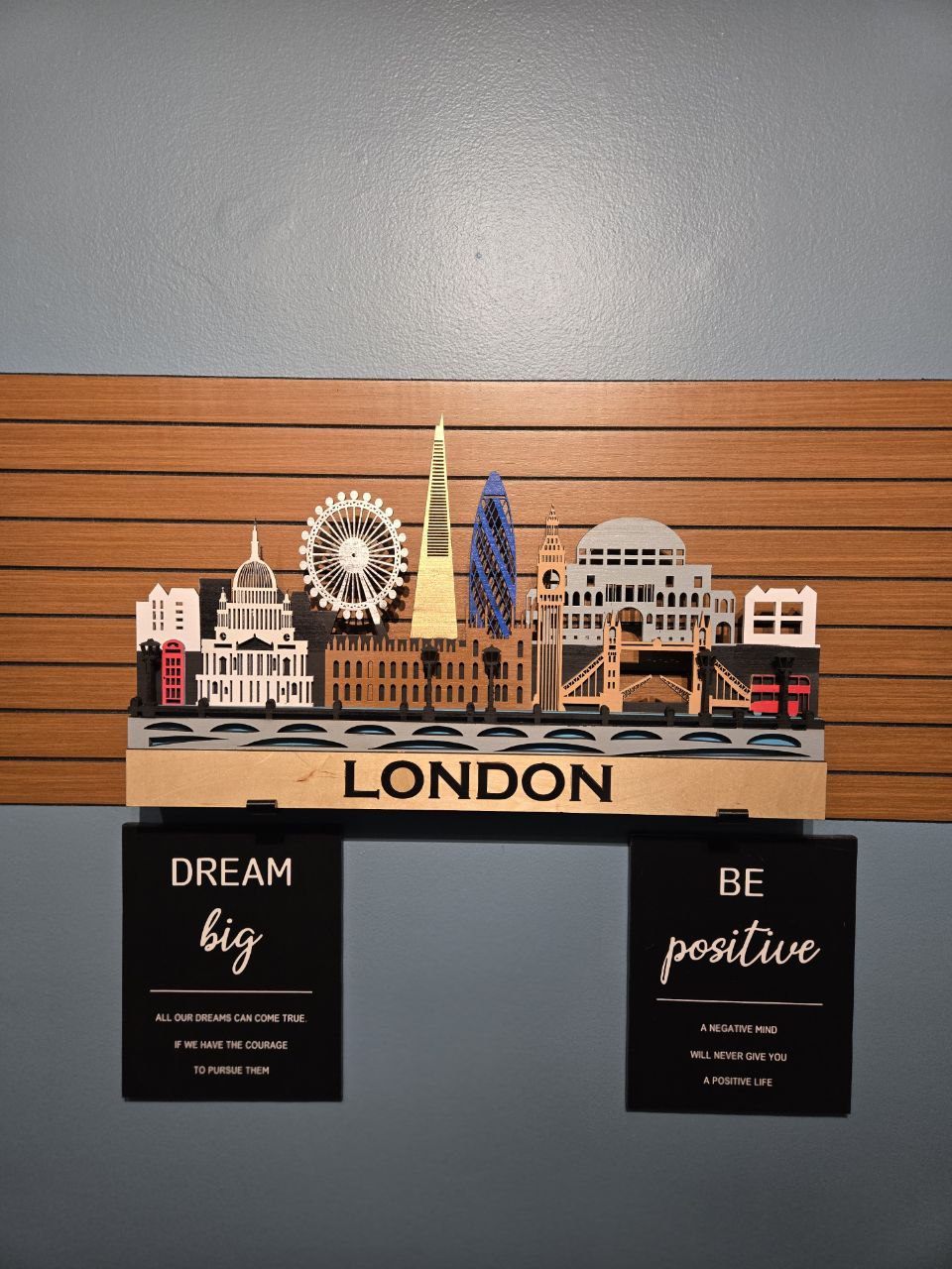 London City Skyline Wall Art – Layered Laser Cut Wooden Cityscape
