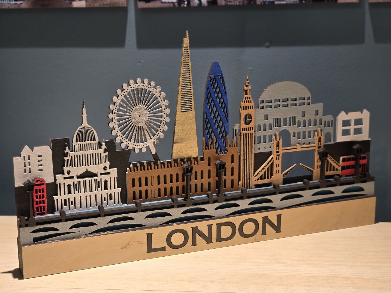 London City Skyline Wall Art – Layered Laser Cut Wooden Cityscape