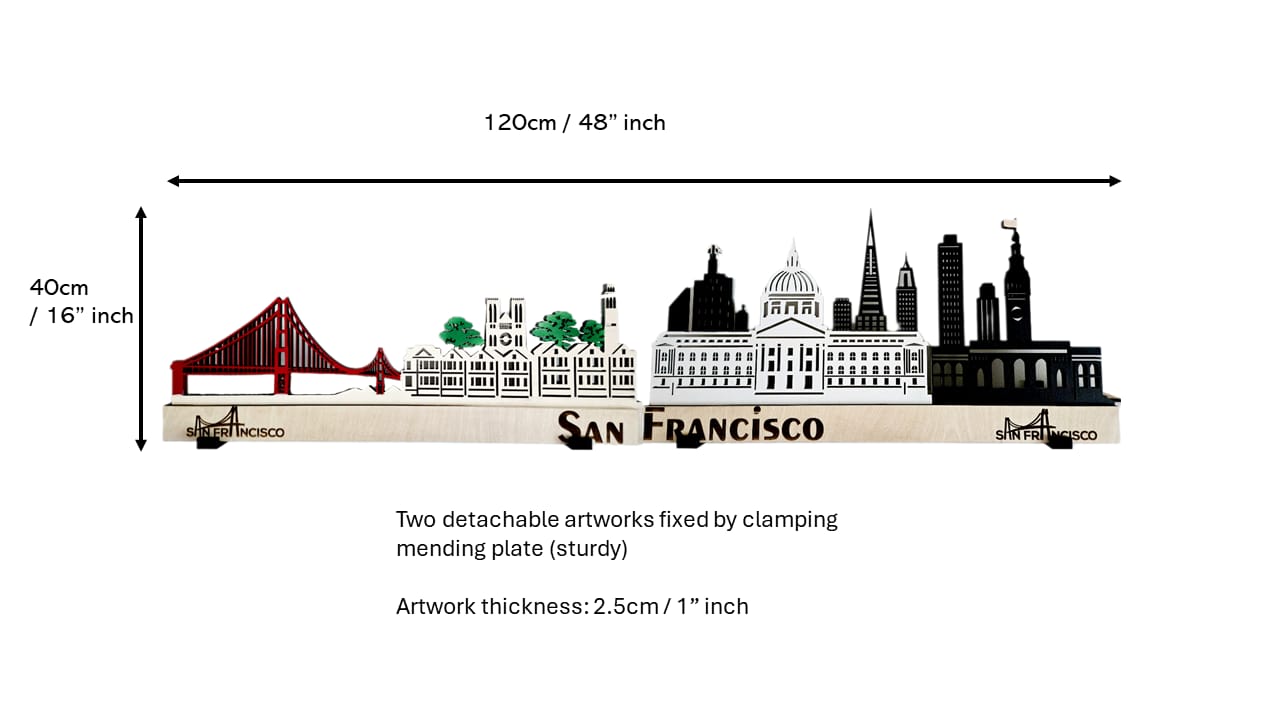 San Francisco Large Size Skyline 3D Layered Laser Cut Wooden Cityscape Wall Art