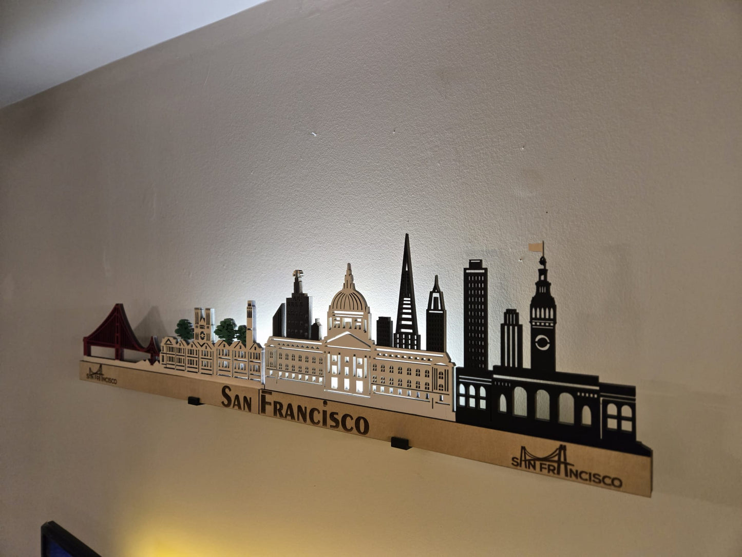 San Francisco Large Size Skyline 3D Layered Laser Cut Wooden Cityscape Wall Art