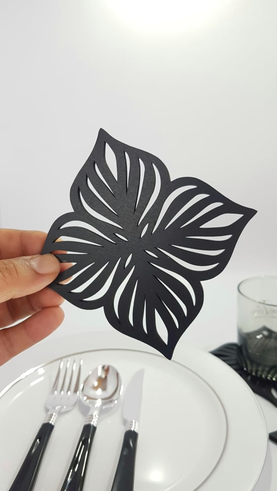 Leave design for wood coaster