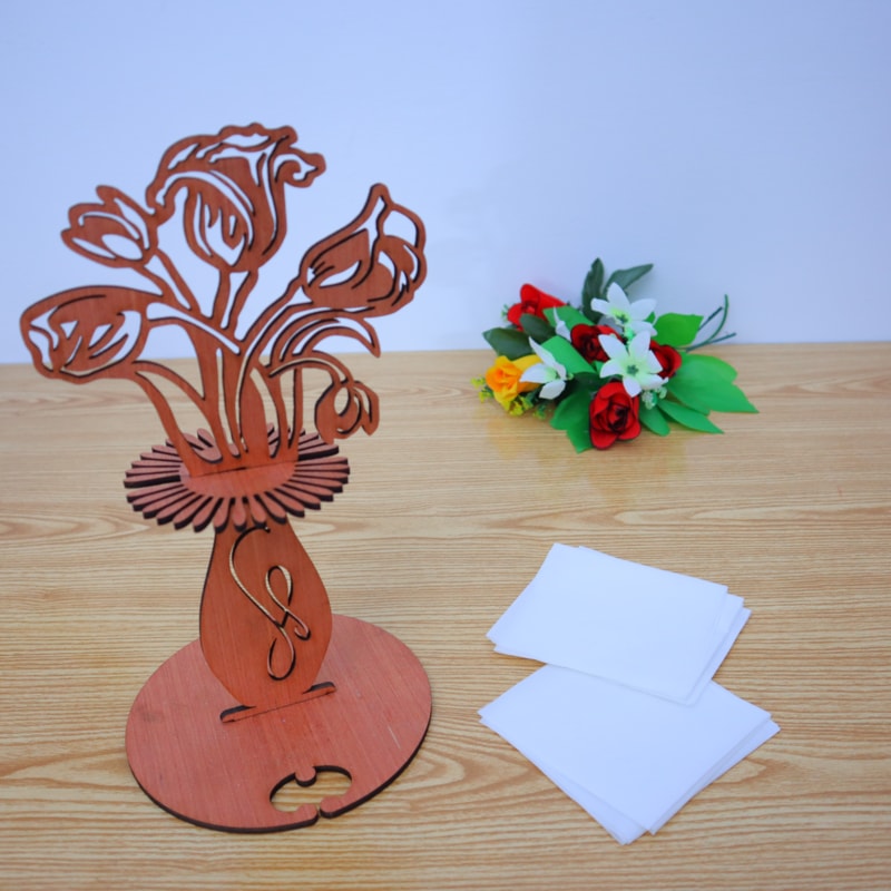 Rose Flower Napkin Holder – Natural Wood