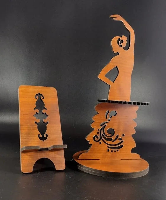 Natural Wood Laser Cut Dancing Lady Design - Napkin Holder for Dinner Table - Gazer Laser