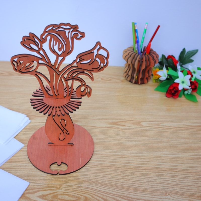 Rose Flower Napkin Holder – Natural Wood