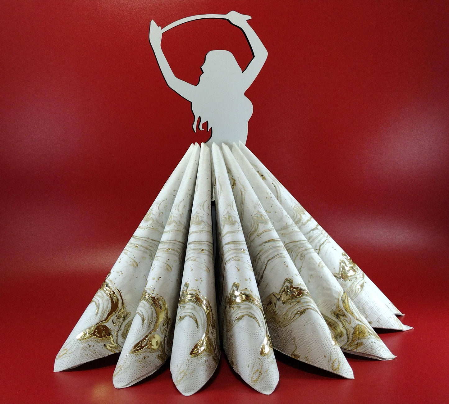 Cocktail Napkin Holder for Dinner Table, Exotic Sword Dancer