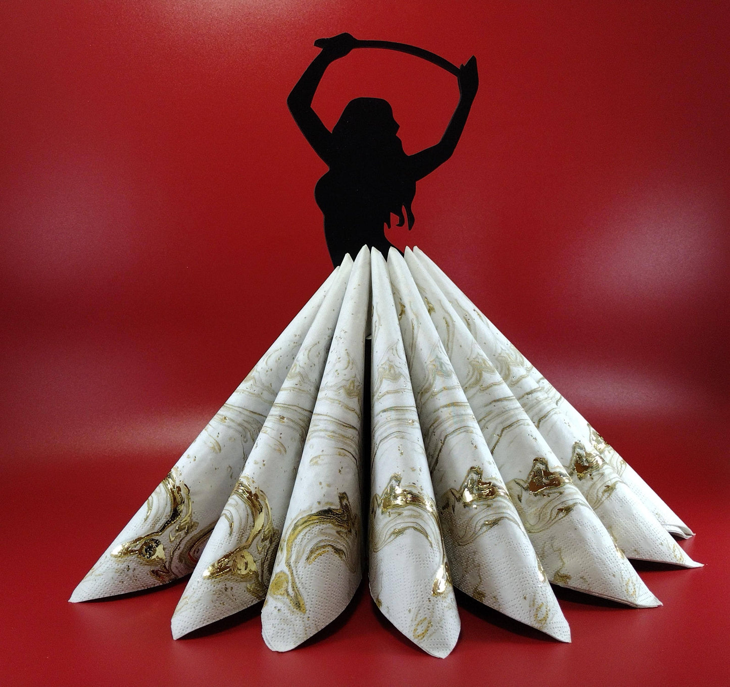 Cocktail Napkin Holder for Dinner Table, Exotic Sword Dancer