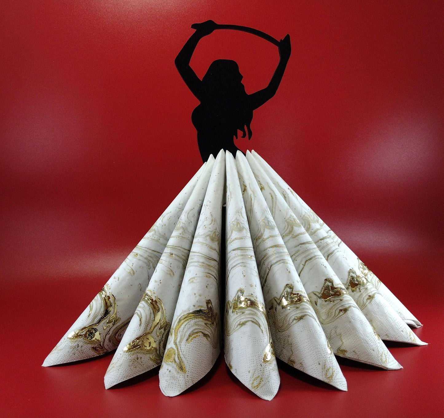 Cocktail Napkin Holder for Dinner Table, Exotic Sword Dancer - Gazer Laser