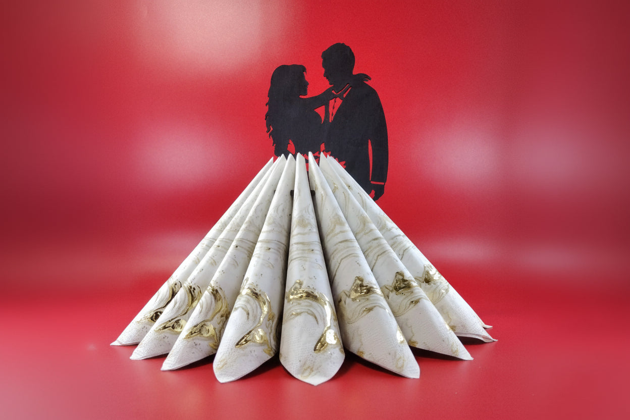 Bride & Groom Laser Cut Napkin Holder for Dinner Table - Gazer Laser
