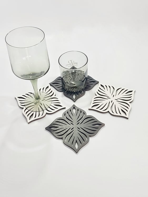 coaster black and white wood