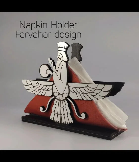 Farvahar Laser Cut and Engraved Napkin Holder - MDF Black/White - Gazer Laser