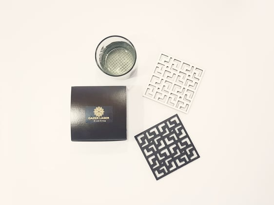 black and white coaster