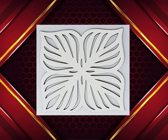 white coaster laser cut leave design
