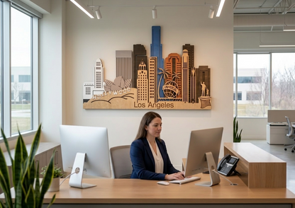 Los Angeles Skyline 3D Layered Laser Cut Wooden Cityscape Wall Art