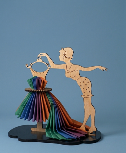 Napkin Holder with Cute Lady Dressing Design - Wood Laser Cut