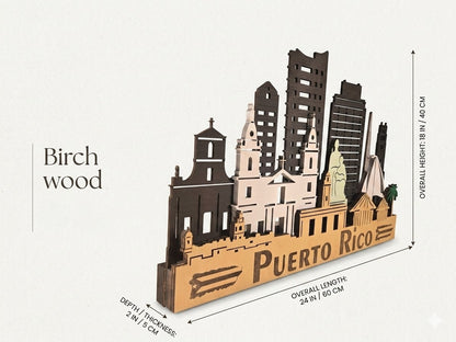 PUERTO RICO SKYLINE 3D Layered Laser Cut Wooden Cityscape Wall Art!