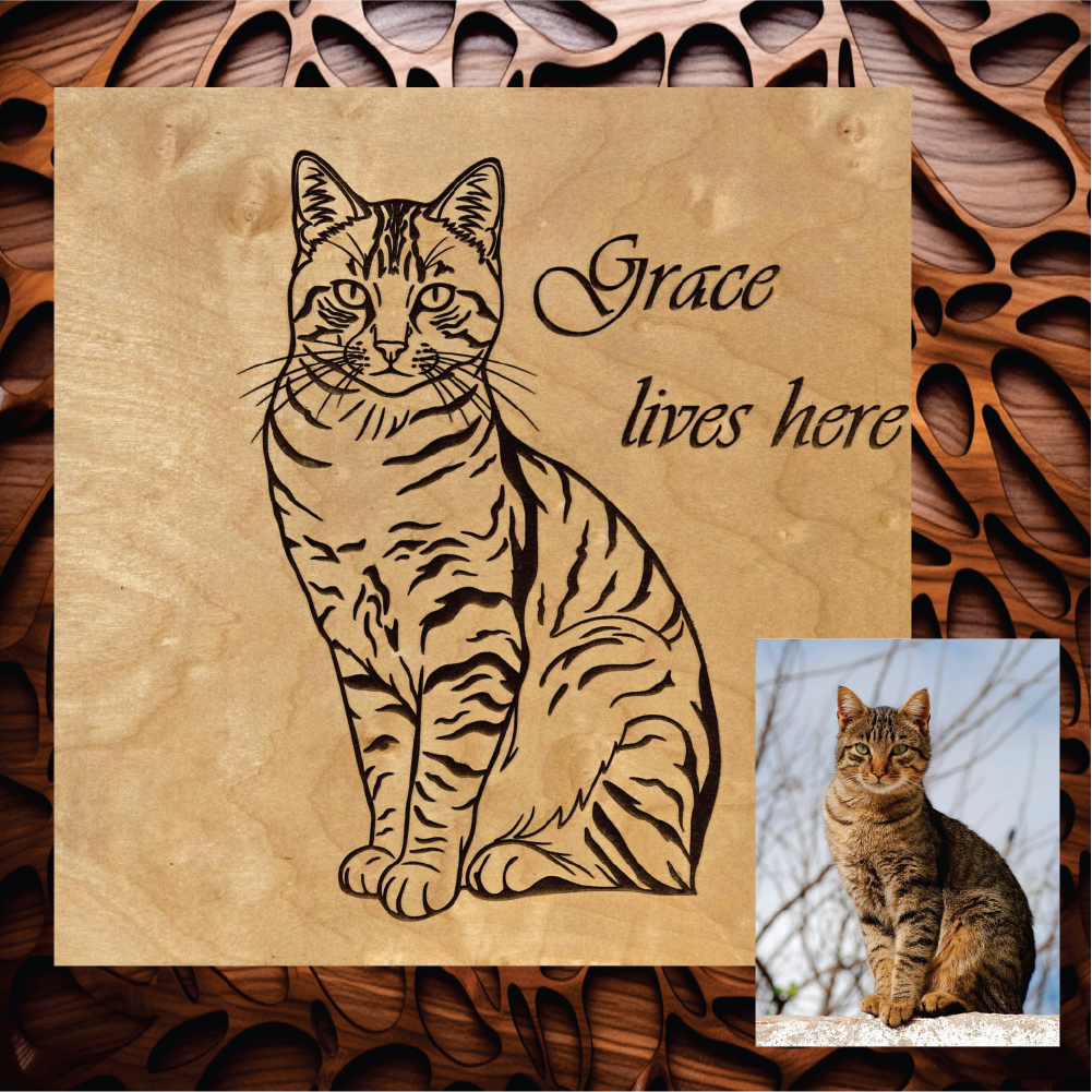 Custom Pet & Portrait Engraving on Premium Birch Wood - Gazer Laser 