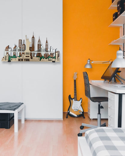 New York City Skyline 3D Layered Laser Cut Wooden Cityscape Wall Art