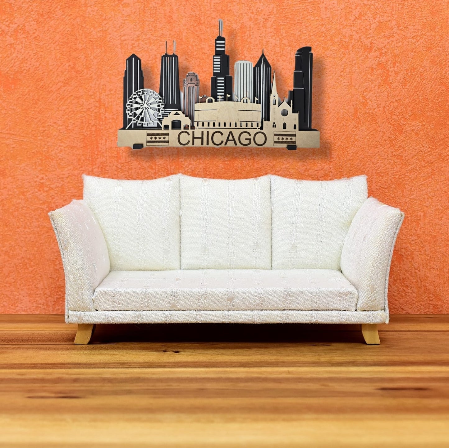 Chicago Skyline 3D Layered Laser Cut Wooden Cityscape Wall Art