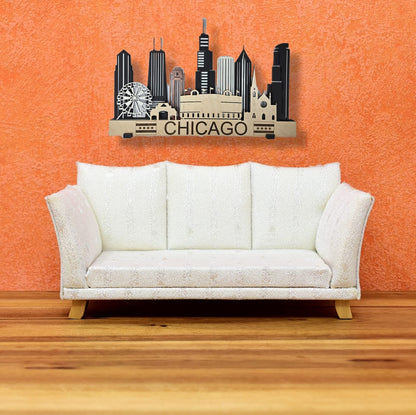 Chicago Skyline 3D Layered Laser Cut Wooden Cityscape Wall Art