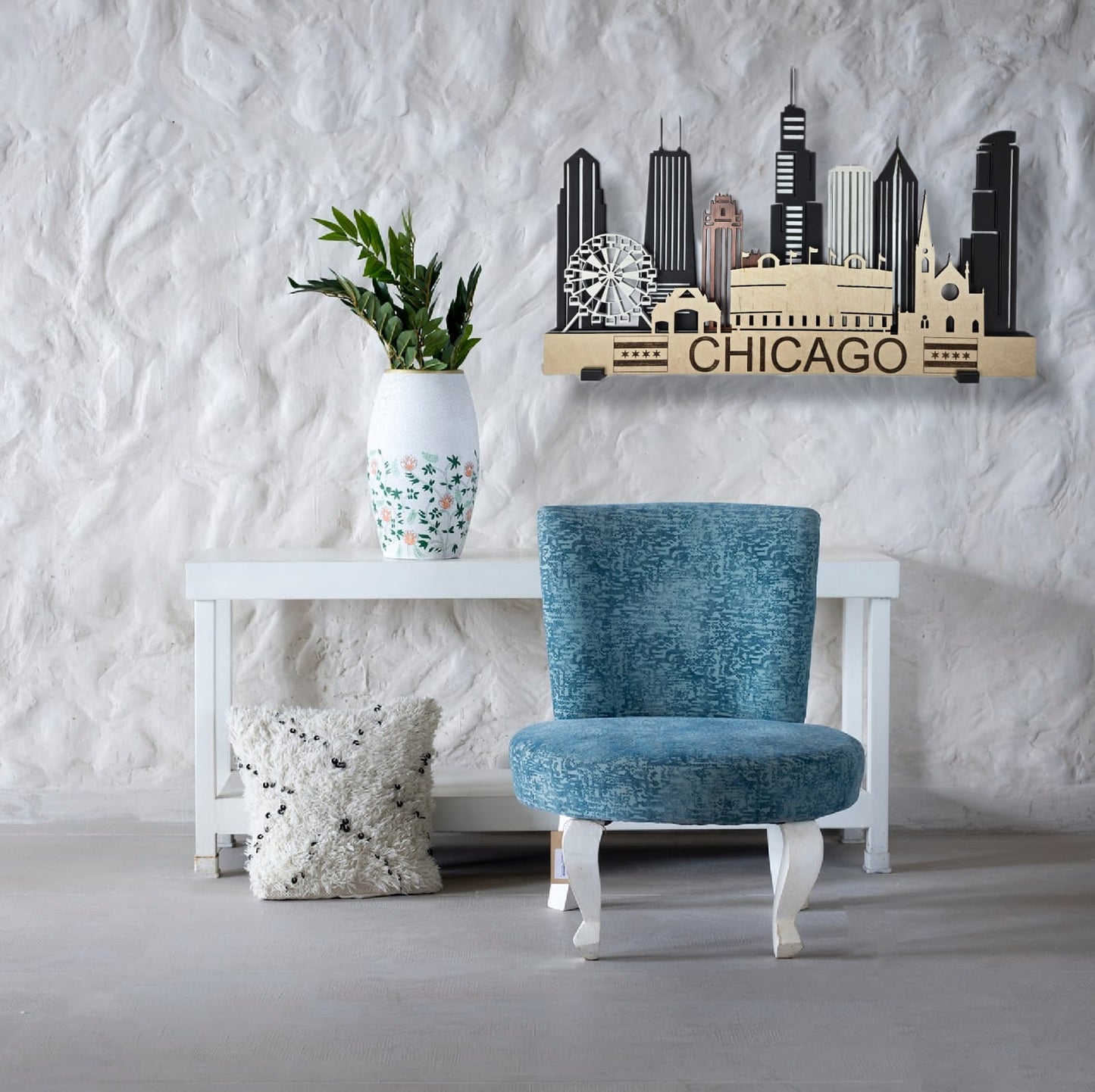 Chicago Skyline 3D Layered Laser Cut Wooden Cityscape Wall Art