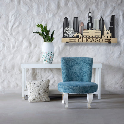 Chicago Skyline 3D Layered Laser Cut Wooden Cityscape Wall Art