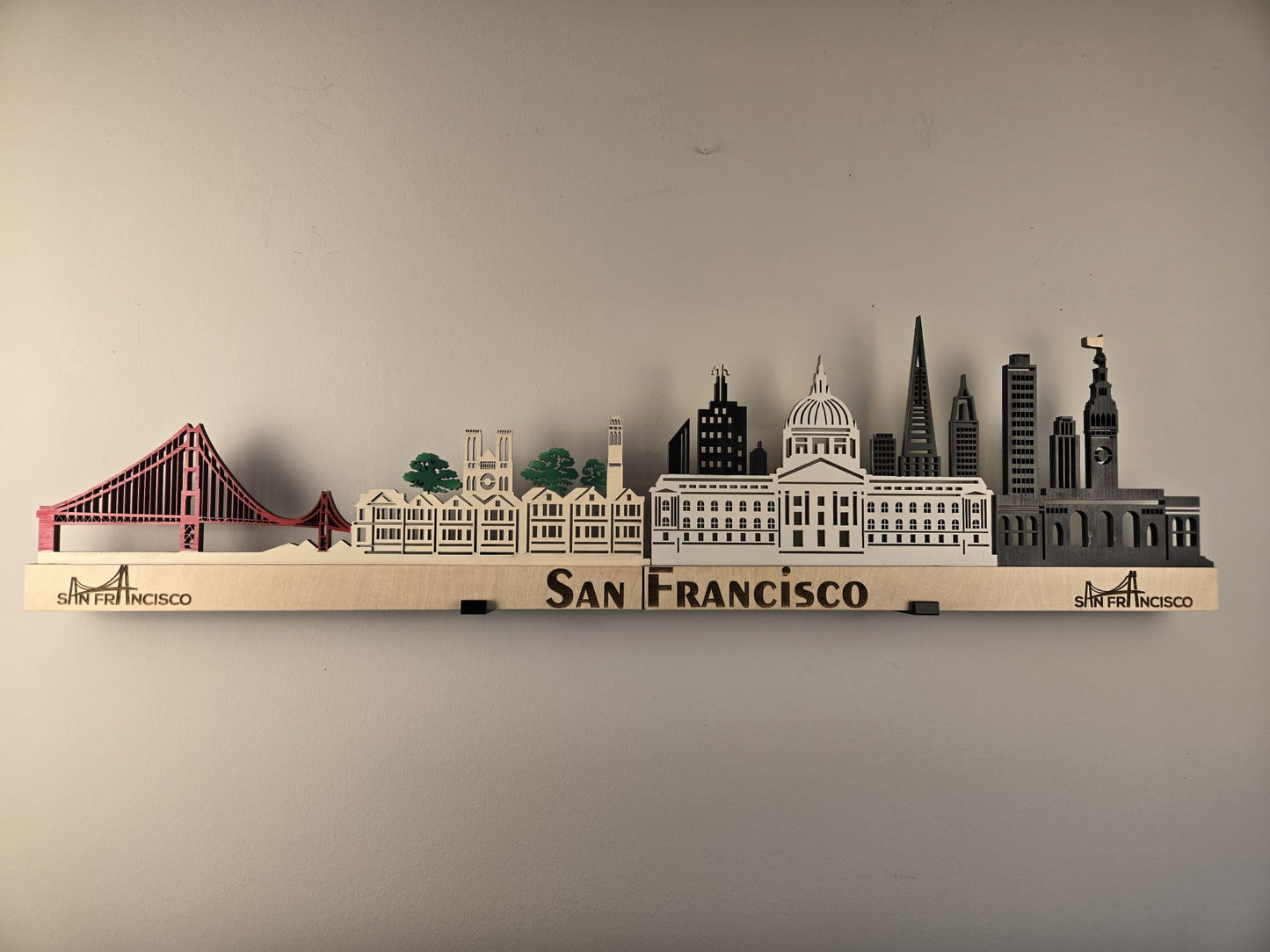 San Francisco Large Size Skyline 3D Layered Laser Cut Wooden Cityscape Wall Art